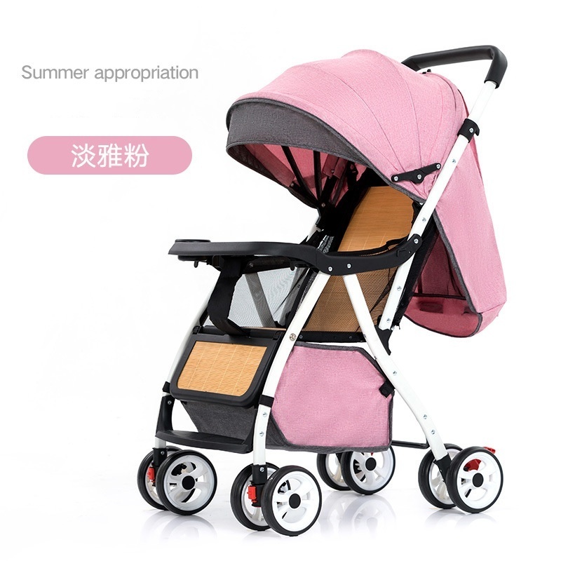 Baby stroller Light can sit and lie folding rattan chair bamboo rattan woven summer baby children high landscape umbrella cart