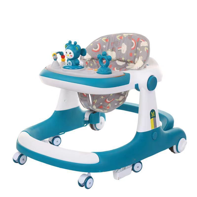 2022 New model Foldable 2 in 1 round baby walker with music multi-function baby push walker anti-rollover comfortable trolley