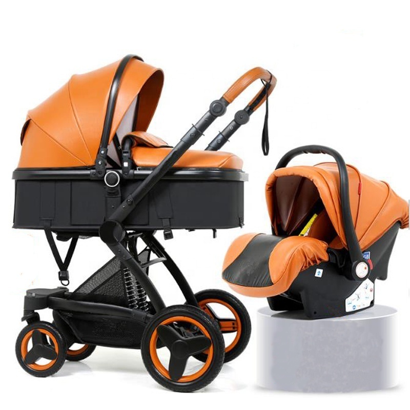 2021 new design Luxury Aluminum High View Compact Lightweight Baby Stroller 3 in 1  high landscape with baby chair