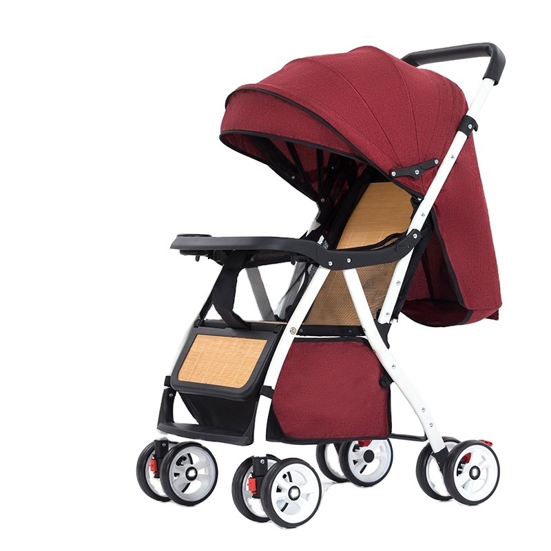 Baby stroller Light can sit and lie folding rattan chair bamboo rattan woven summer baby children high landscape umbrella cart