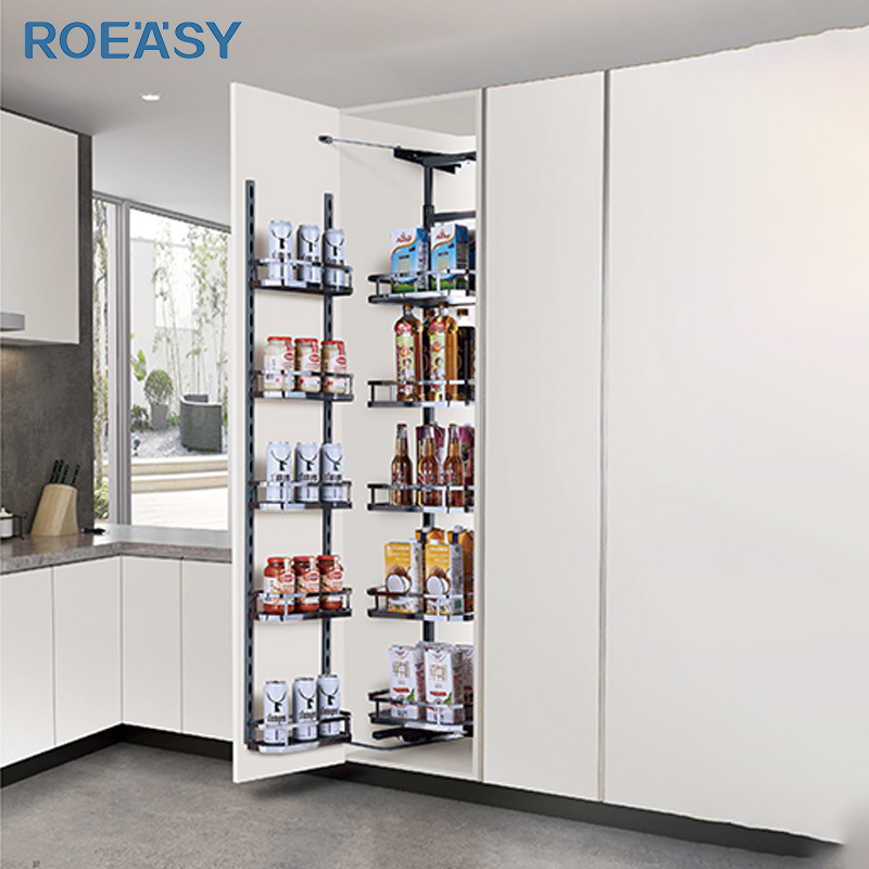 ROEASY Kitchen high cabinet pull basket Multi-layer with damping rail cabinet rack Cabinet high deep pull basket