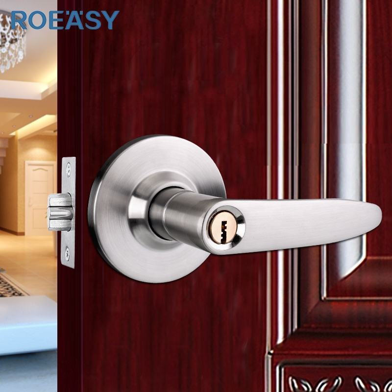 ROEASY High Quality Cylindrical Residential Leverset Lock Set Door Handle Main Door Handle Lock for Bedroom bathroom