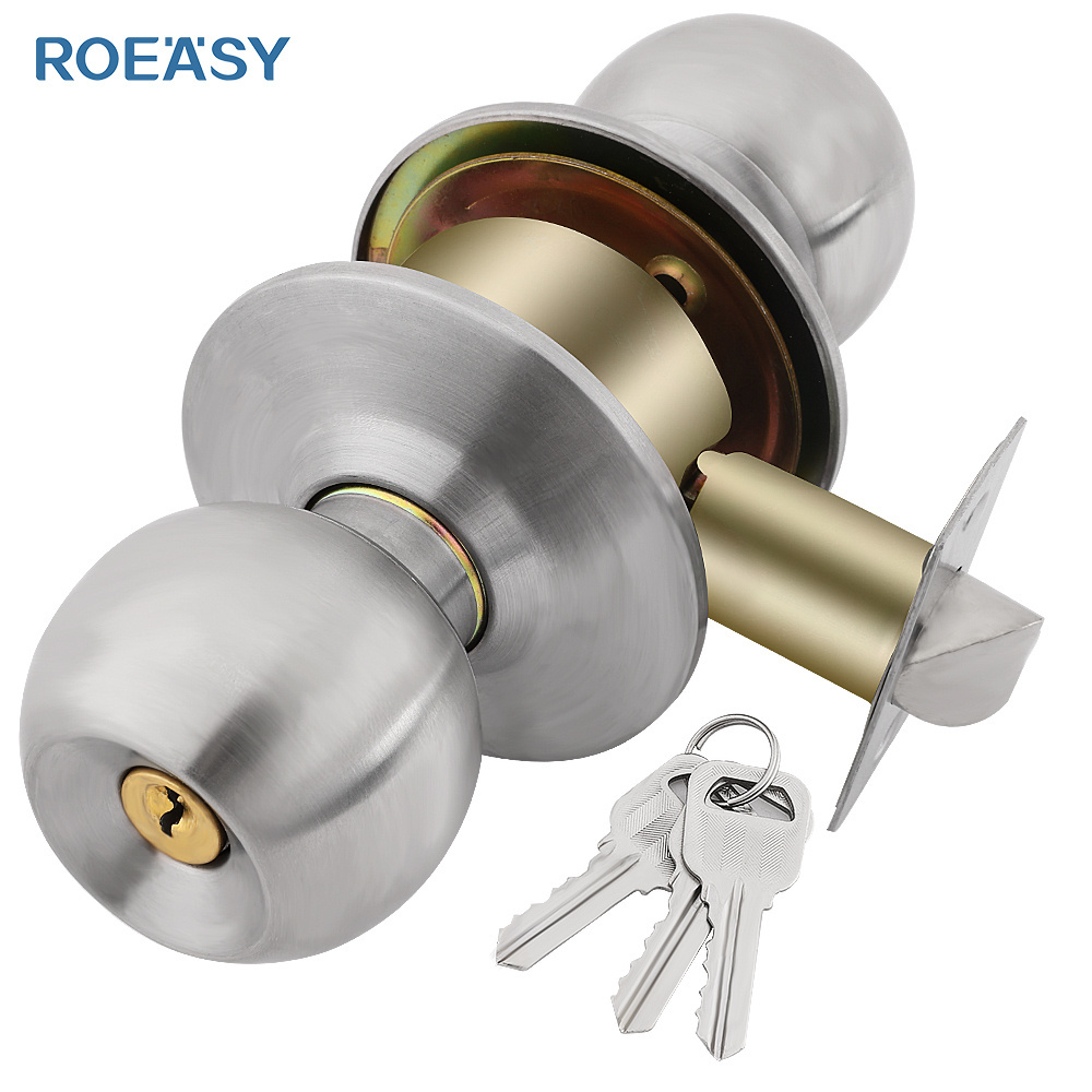 ROEASY door knobs Stainless Steel Cylindrical Knob Door Lock For Hotel Bedroom bathroom wooden door cerradura de puertas