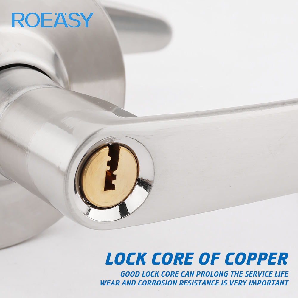 ROEASY High Quality Cylindrical Residential Lever set Lock Set Door Handle Main Door Handle Lock for Bedroom bathroom