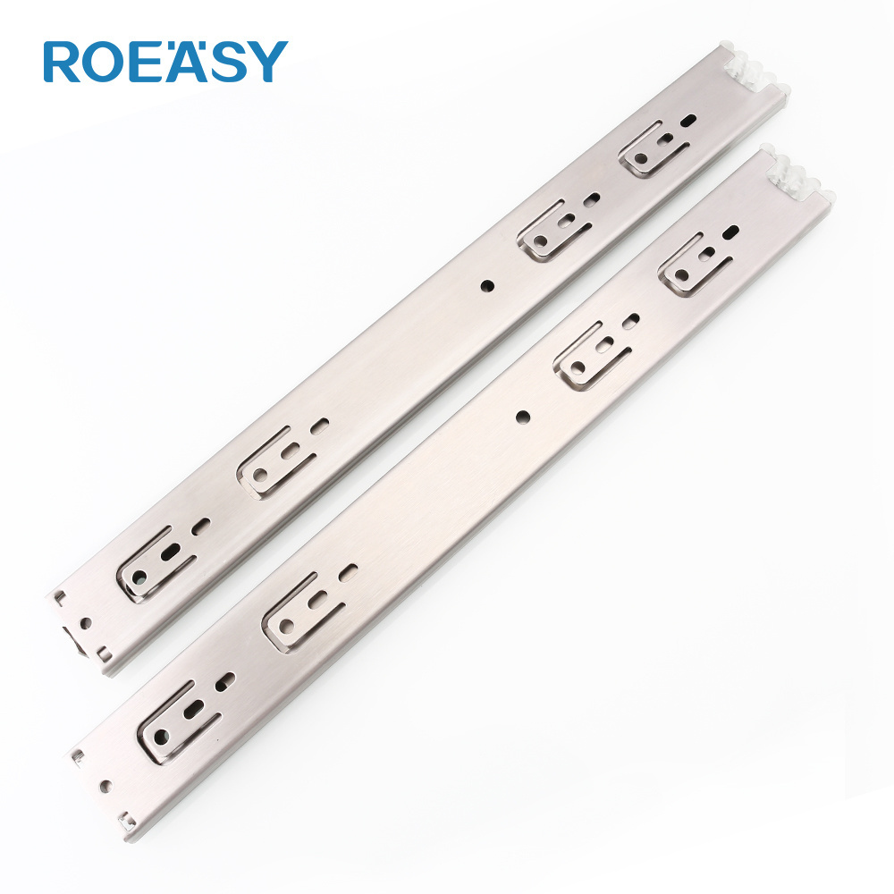 ROEASY Best Quality 3-Fold Full Extension Drawer Slide Rail Furniture 45MM Black Rebound Ball Bearing Slide