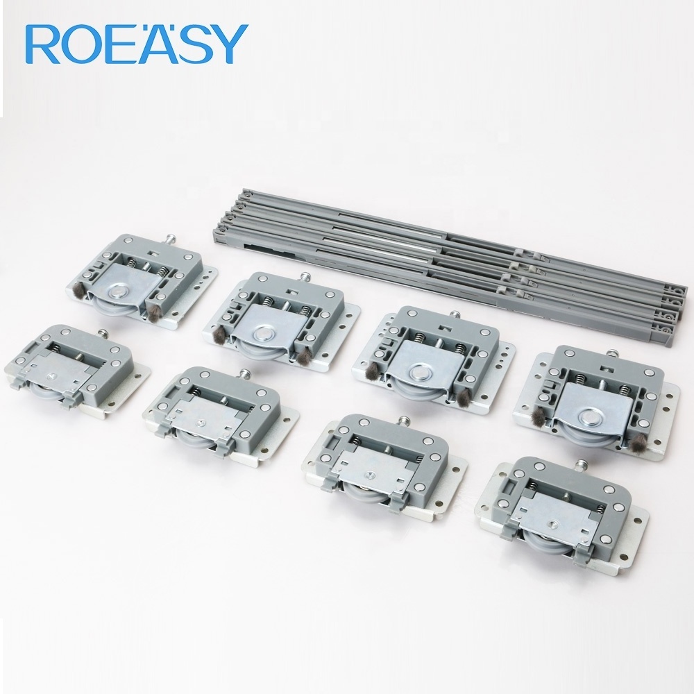 ROEASY Double Track  wardrobe heavy-duty sliding roller fittings and rollers wheels for sliding door system and furnitures