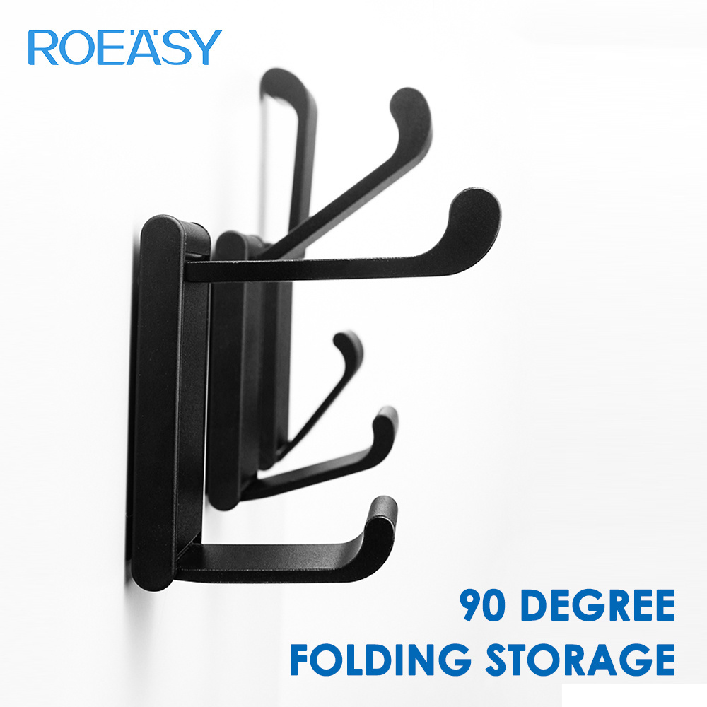 ROEASY in stock foldable nail free Wall Mount Metal bedroom  Bathroom Wardrobe Towel Coat Clothes Hidden towel Hook