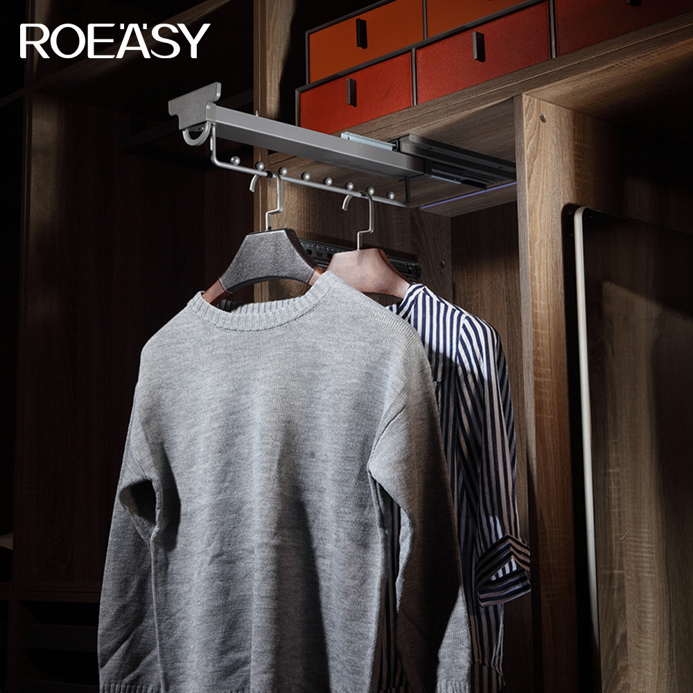 ROEASY Soft-close Top-install Wardrobe Storage Pull Out Trouser Shelf Push Pull Trousers Rack