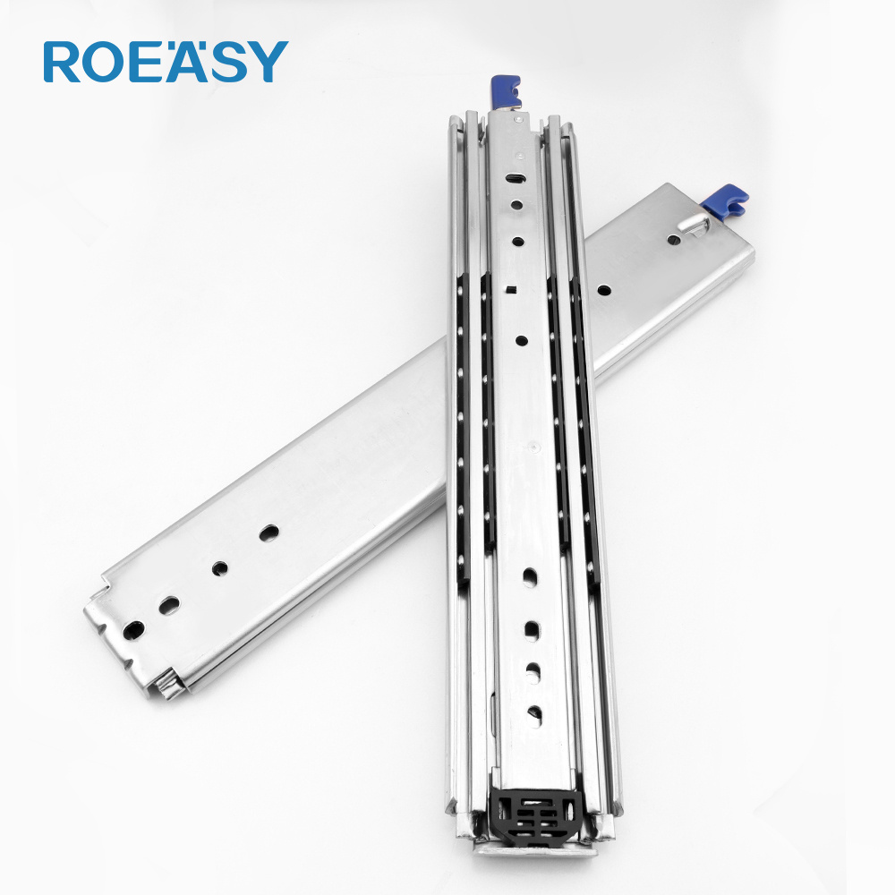 ROEASY Heavy Duty Drawer Slides Locking Three Sections Full Extension 500LB Load Drawer Runners Ball Bearing Side Mount Rail