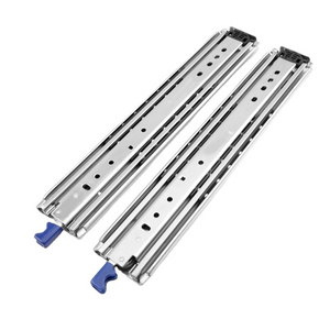 ROEASY Heavy Duty Drawer Slides Locking Three Sections Full Extension 500LB Load Drawer Runners Ball Bearing Side Mount Rail