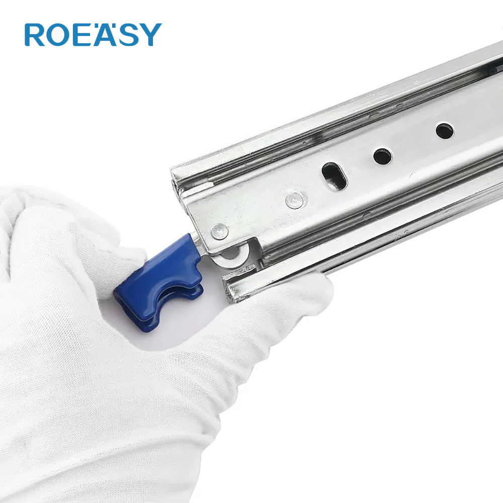 ROEASY Heavy Duty Drawer Slides Locking Three Sections Full Extension 500LB Load Drawer Runners Ball Bearing Side Mount Rail