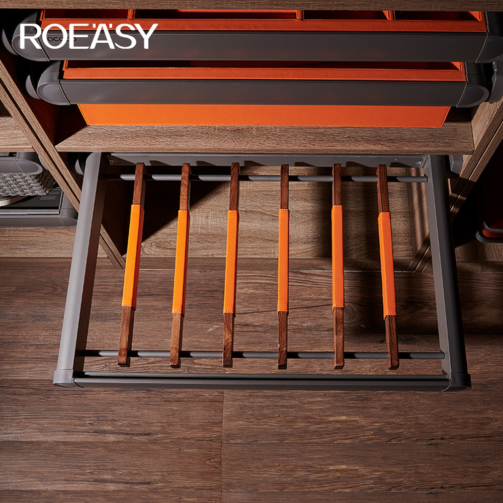 ROEASY Factory Price Wardrobe Wooden pants Rack Hanger Racks Storage Cabinet Pants Basket Hanging Racks