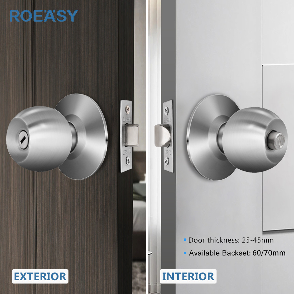 RoeasyResidential Stainless Steel Double Entrance Cylindrical Tubular Deadbolt Door Knob Lock Handle Set