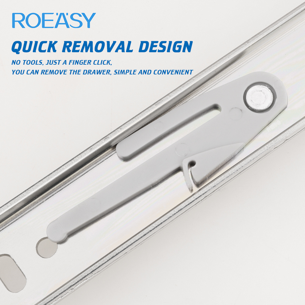 ROEASY 45mm Drawer telescopic channel Soft Close Drawer Slider Ball Bearing Drawer push to open ball bearing slide