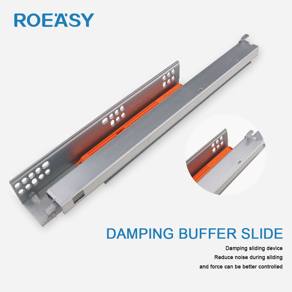 ROEASY 3 fold damper basket drawers channel push to open hidden telescopic rails soft close undermount concealed drawer slide