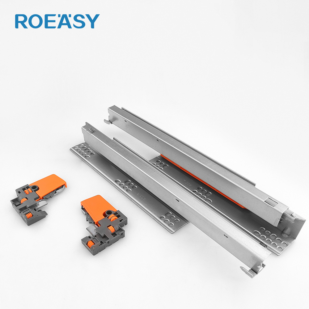 ROEASY 3 fold damper basket drawers channel push to open hidden telescopic rails soft close undermount concealed drawer slide