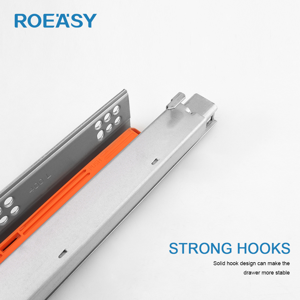 ROEASY 3 fold damper basket drawers channel push to open hidden telescopic rails soft close undermount concealed drawer slide