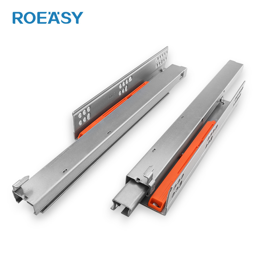 ROEASY 3 fold damper basket drawers channel push to open hidden telescopic rails soft close undermount concealed drawer slide