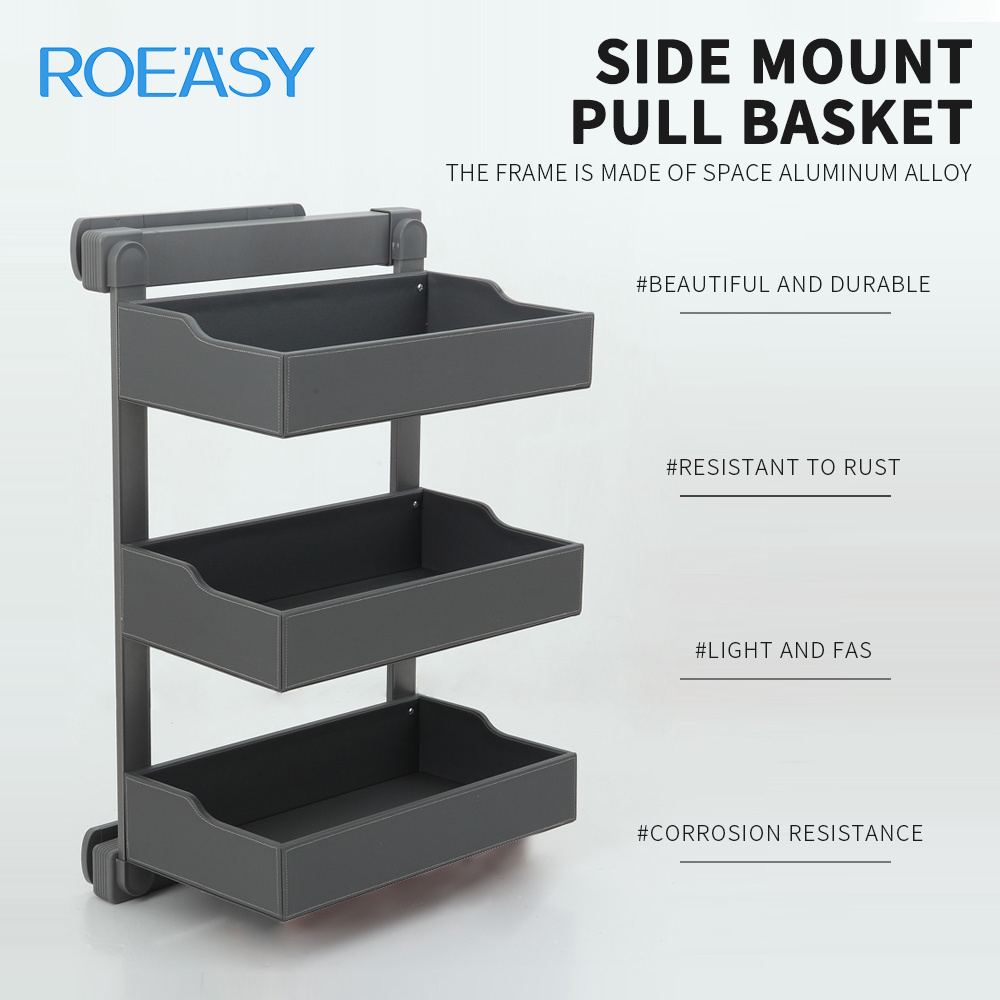 ROEASY Multifunction wardrobe accessories Three Layers Rotating Clothes Basket With Rack Corner Cabinet Free Standing Pants Rack