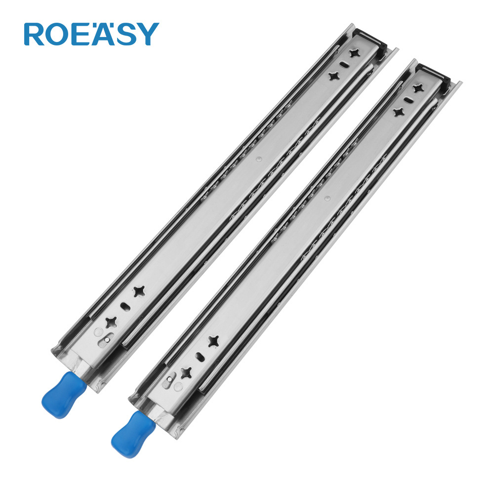 ROEASY Heavy Duty runner with Locking 250 LBS Capacity Three Section Full Extension Cold-Rolled Steel Industrial Drawer Slides