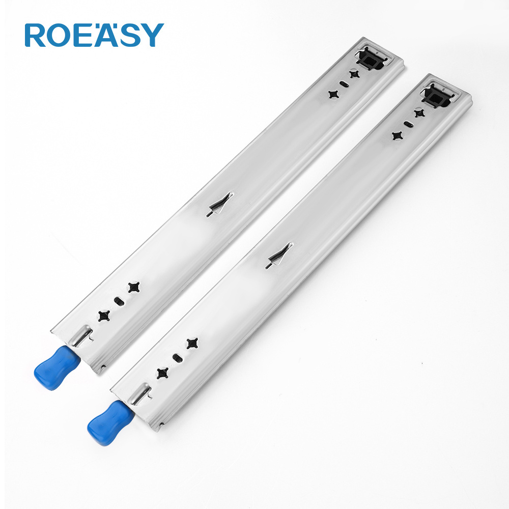 ROEASY Heavy Duty runner with Locking 250 LBS Capacity Three Section Full Extension Cold-Rolled Steel Industrial Drawer Slides