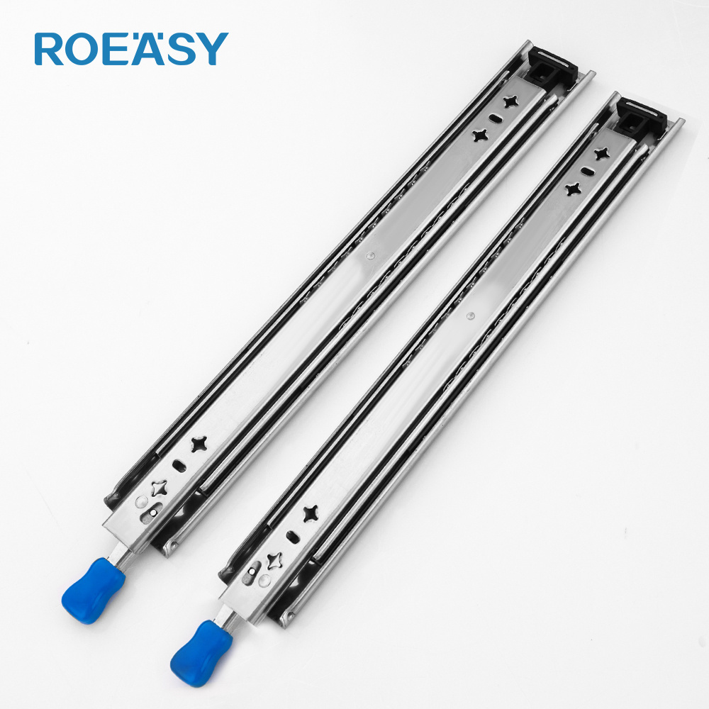 ROEASY Heavy Duty runner with Locking 250 LBS Capacity Three Section Full Extension Cold-Rolled Steel Industrial Drawer Slides