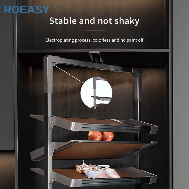 ROEASY Manufacturer Modern High Quality Big 360 Degree Revolving Shoe Storage Cabinet Furniture Wardrobe Rotating Shoe Rack