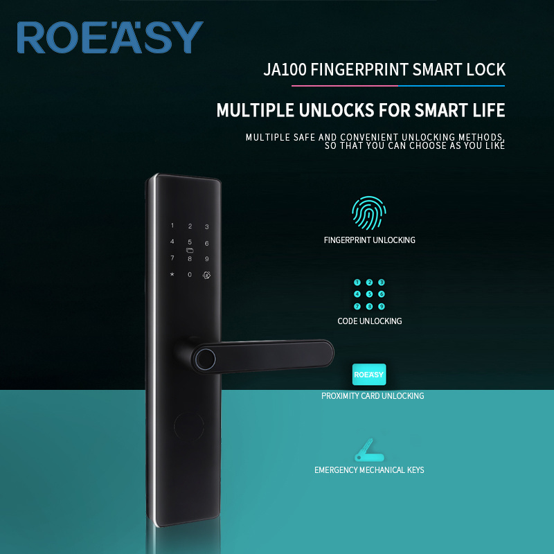 ROEASY Waterproof Smart lockWIFI APP Smart Door Lock Aluminum Fingerprint Inside Digital Handle Keyless Tuya Smart Lock