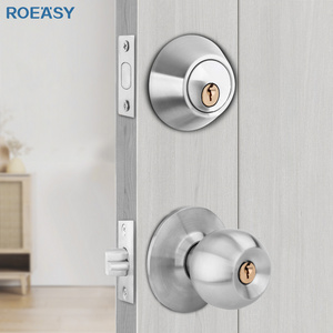 Roeasy American Style Modern Style Stainless Steel Single Double Cylinder Knob Lock Deadbolt door lockset hardware combo locK