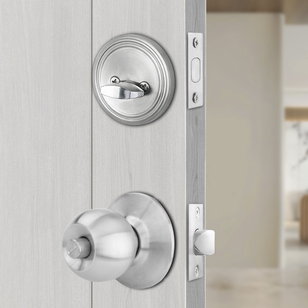 Roeasy American Style Modern Style Stainless Steel Single Double Cylinder Knob Lock Deadbolt door lockset hardware combo locK