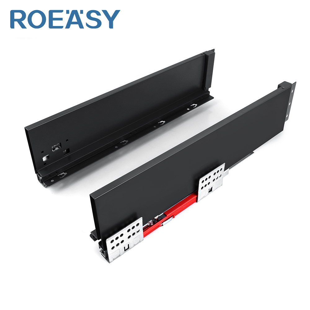 ROEASY 13mm slim 40KG tandem channel drawer slide box metal drawers runner soft close  drawer slides