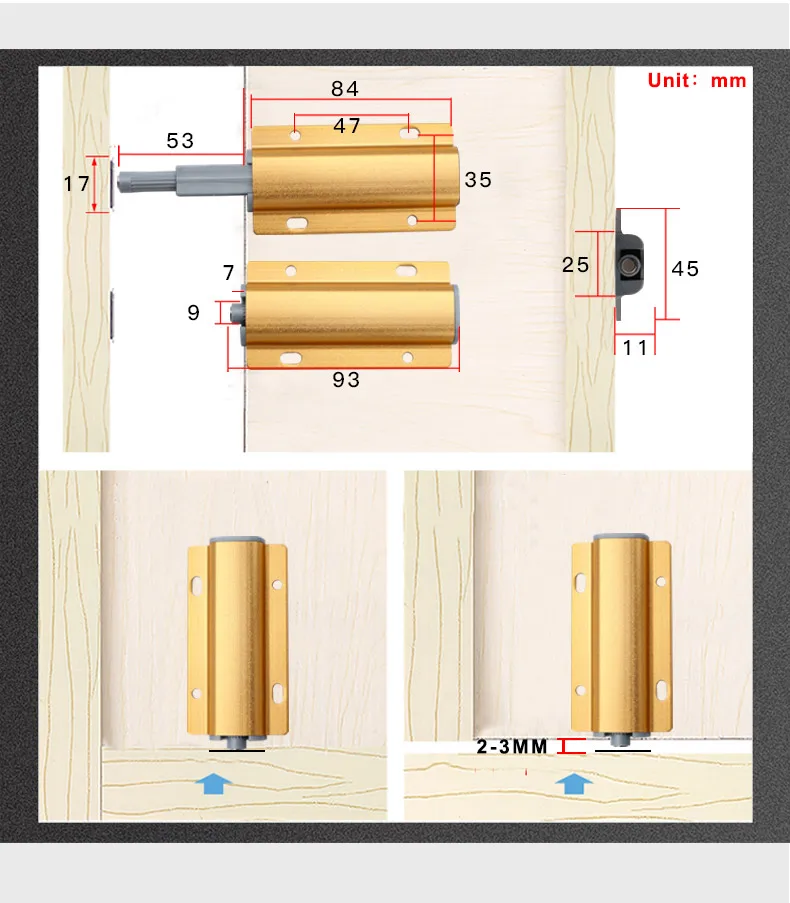 ROEASY Cabinet Drawer Push to Open System Damper Buffer Magnetic Push Latches for Cabinets Hardware Touch Push to Open