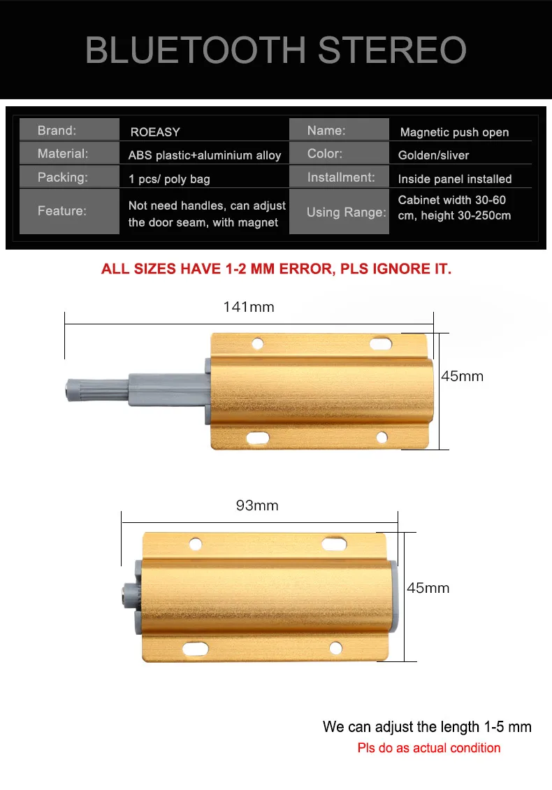 ROEASY Cabinet Drawer Push to Open System Damper Buffer Magnetic Push Latches for Cabinets Hardware Touch Push to Open