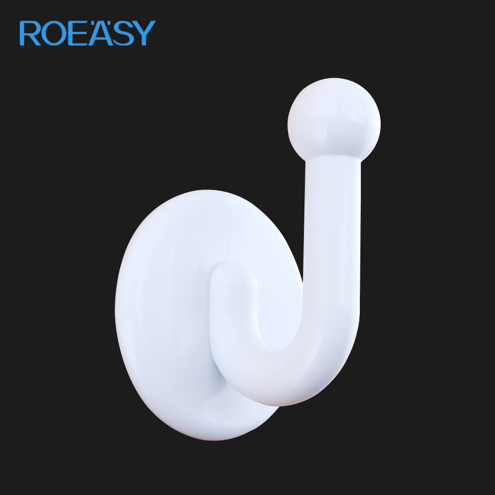 ROEASY furniture plastic clothes white hook for bedroom bathroom nail-free installation to kitchen wall the white hook