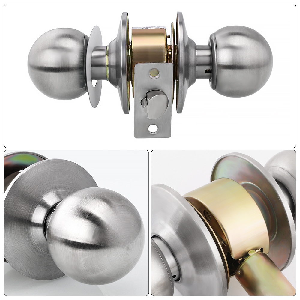 Round Knob Door Lock With Key Stainless Steel Bedroom Door Lock Set For Home Hardware Supplies