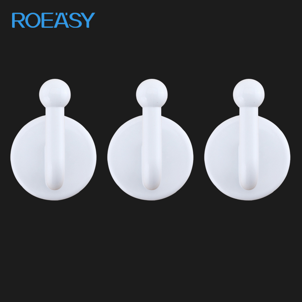 ROEASY furniture plastic clothes white hook for bedroom bathroom nail-free installation to kitchen wall the white hook