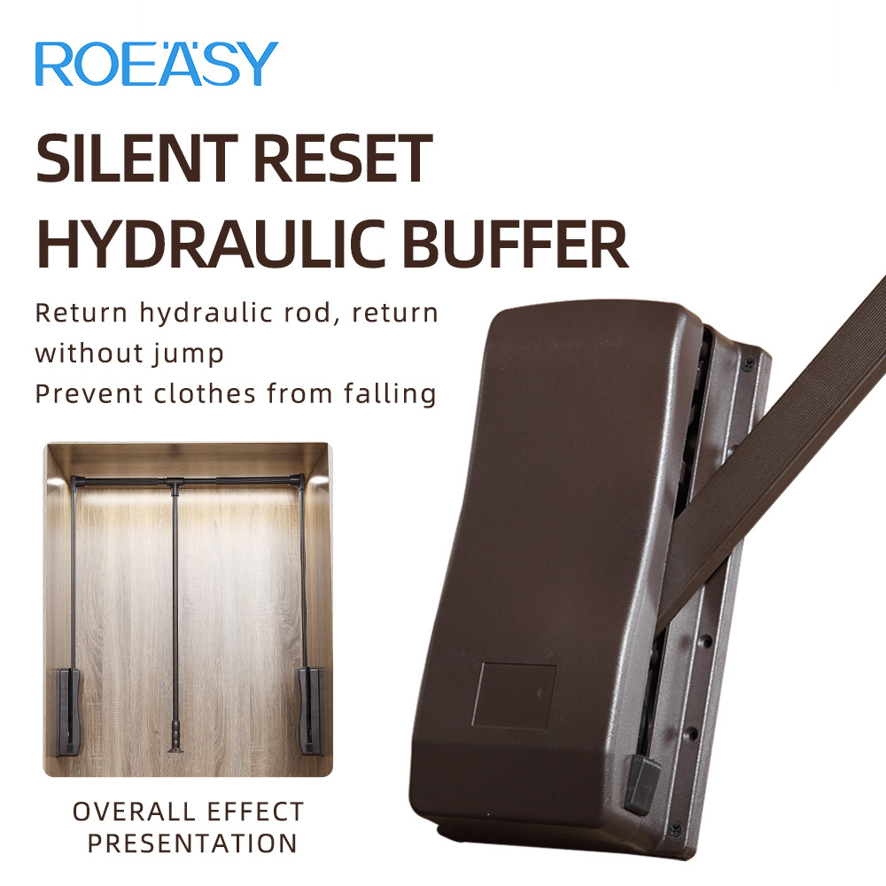 ROEASY Wardrobe Lifting Clothes Hanger High Cabinet Pull-down Automatic Return Clothes Rail Buffer Pull Rod Lifting Clothes Hang