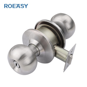 Roeasy stainless steel matte black ball lock keyed entrance wooden entrance door knob lock set Tubular Knobset handle knob door