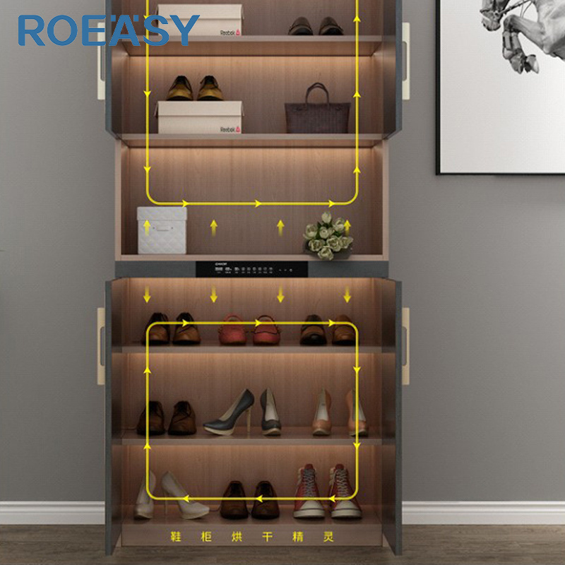 ROEASY warm air clothes airer machine wardrobe clothes dryer with stainless steel racks and running wheels