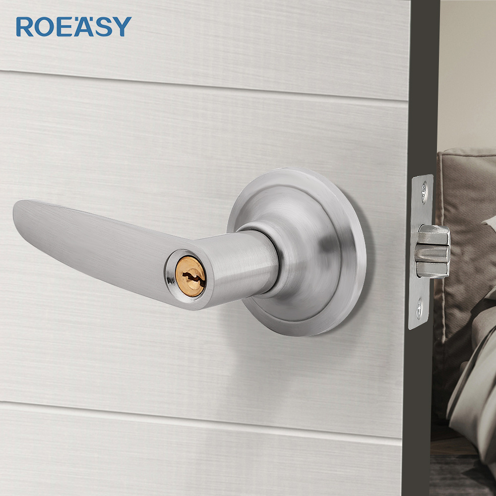 Roeasy  Modern 3694SS-BK zinc alloy lever tubular lock latch bathroom handle lock