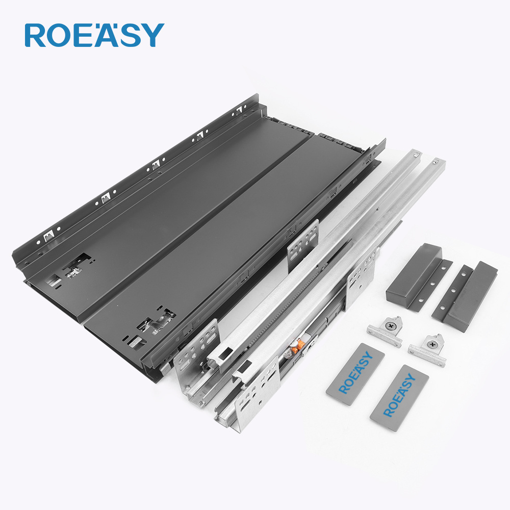 ROEASY Furniture Hardware Kitchen Drawer System Slim Tandem Metal Tool Box Drawer Slides