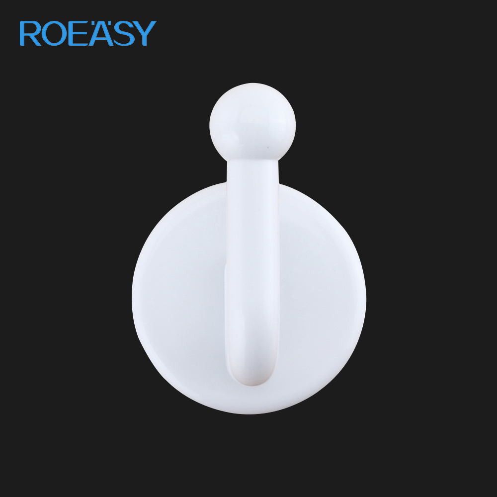 ROEASY furniture plastic clothes white hook for bedroom bathroom nail-free installation to kitchen wall the white hook