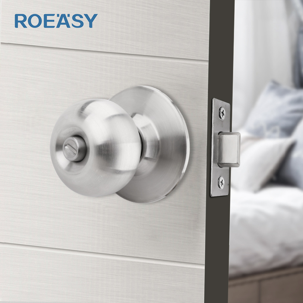 Roeasy stainless steel matte black ball lock keyed entrance wooden entrance door knob lock set Tubular Knobset handle knob door