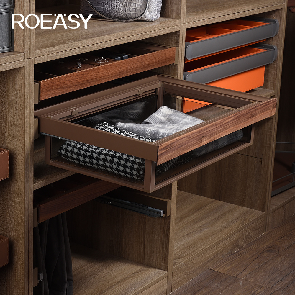 ROEASY WELLTOP Wardrobe Accessories Storage Clothes Basket 600/700/800/900mm Pull Drawer Glass storage Clothes Basket Drawer