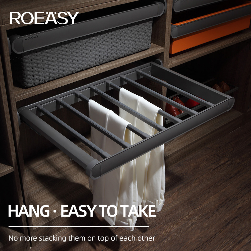 ROEASY Wardrobe Accessories Pull Out Display Sliding Wardrobe Fittings Pants Multifunctional Sliding Trouser Rack