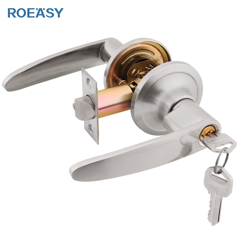 Roeasy  Modern 3694SS-BK zinc alloy lever tubular lock latch bathroom handle lock