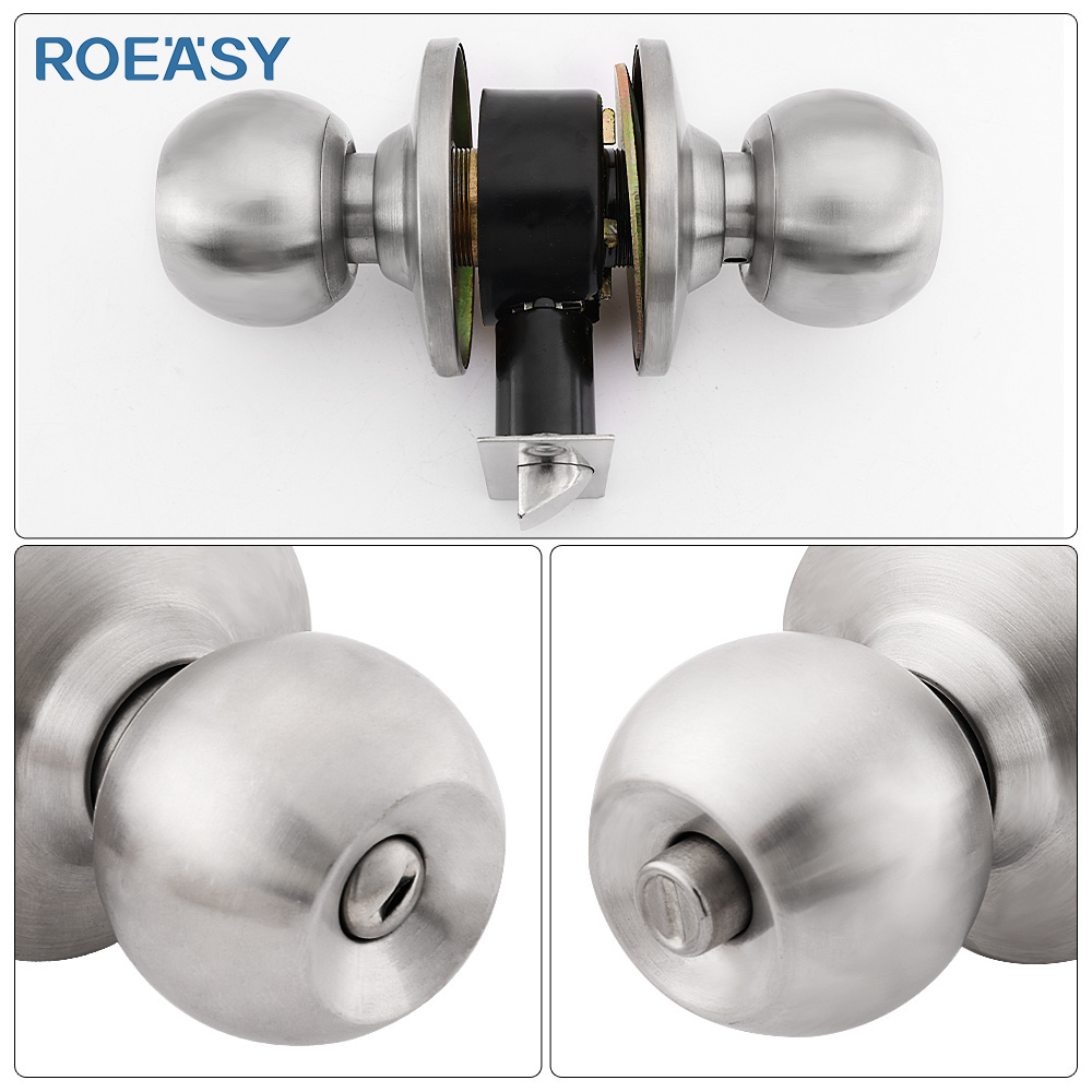 ROEASY Factory Wholesales Stainless Steel Security Entrance Cylindrical Ball Door Handle Lock Tubular round knob door lock