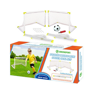 Quick folding goal double PLASTIC mini soccer goals portable football goal set for kids sport toy with ball