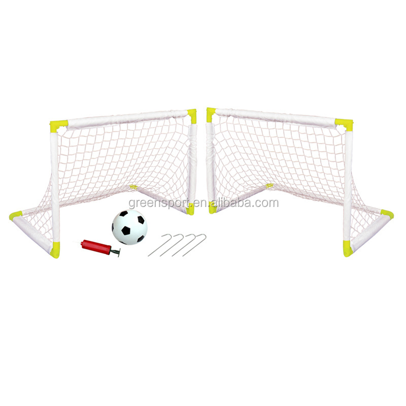 Quick folding goal double PLASTIC mini soccer goals portable football goal set for kids sport toy with ball