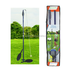 Swing tennis trainer with METAL pole and PLASTIC tennis rackets and  ball tether tennis